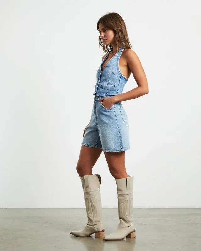 Rollas Halter Denim Vest Basette Blue Size M / AU 10  for rent on The Volte - main image