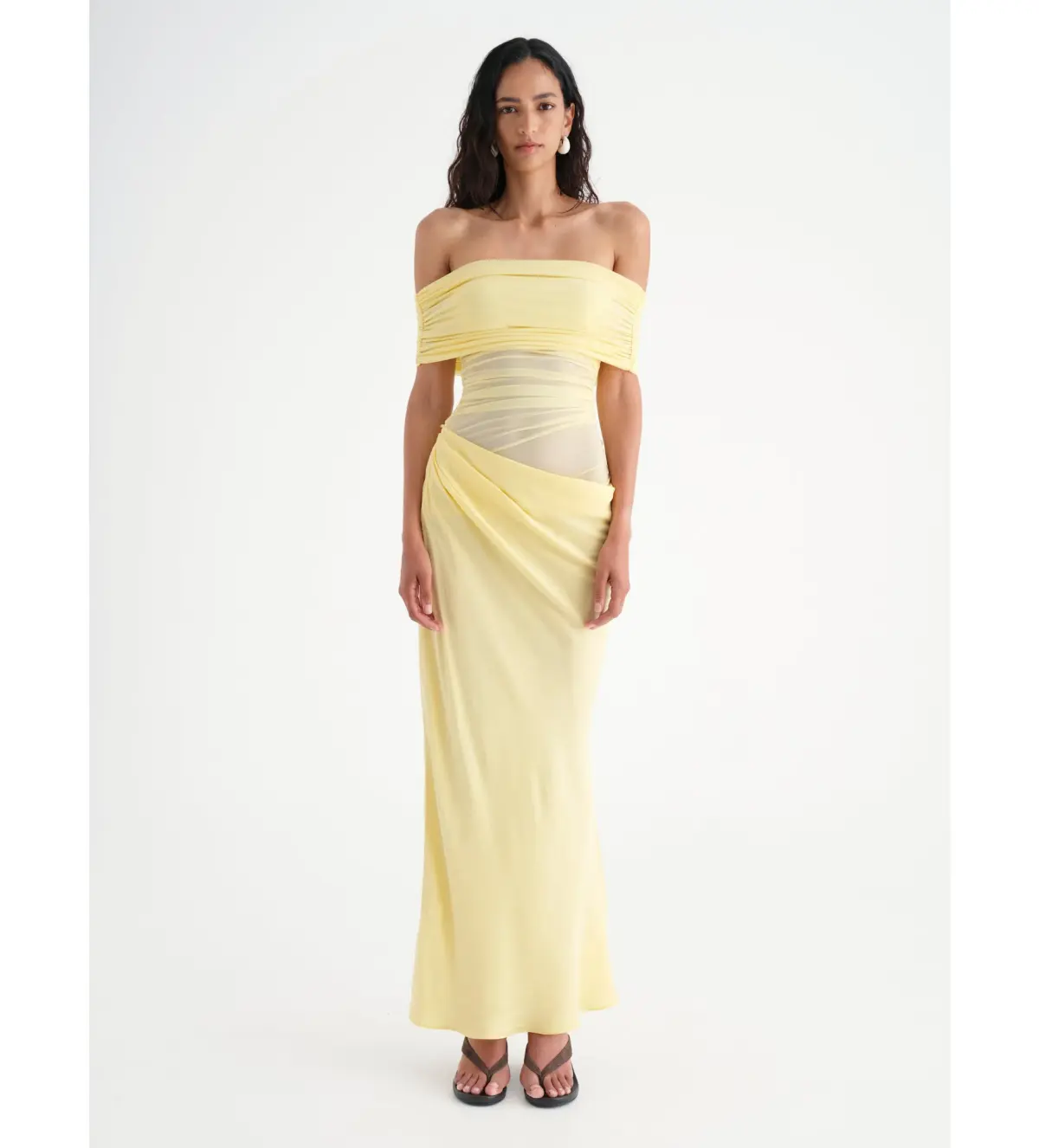 Benni Nico Off The Shoulder Dress Yellow Size 8 - Image 1