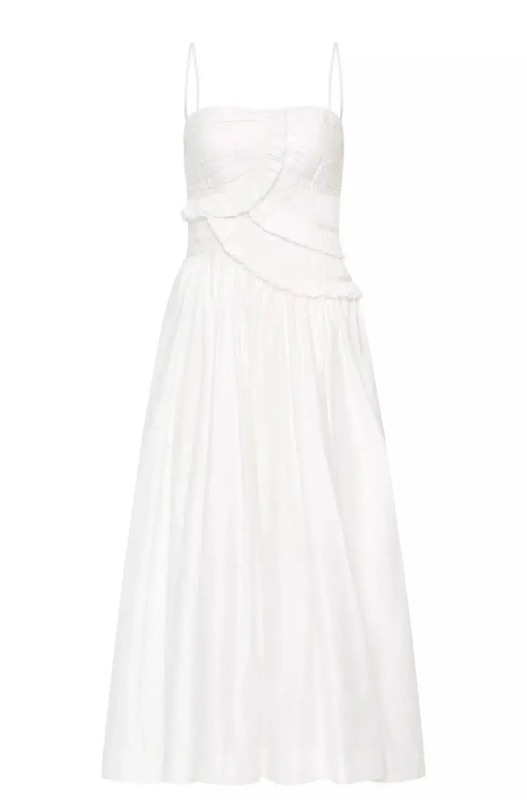 Aje Synergy Frill Midi Dress Ivory Size 12 for rent on The Volte - main image