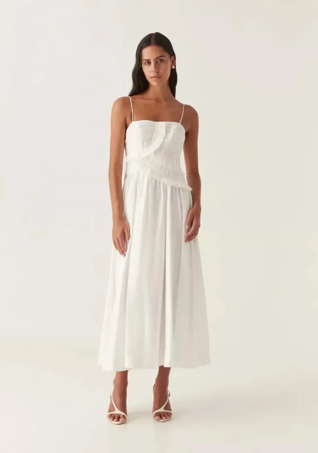 Aje Synergy Frill Midi Dress Ivory Size 12 for rent on The Volte - main image