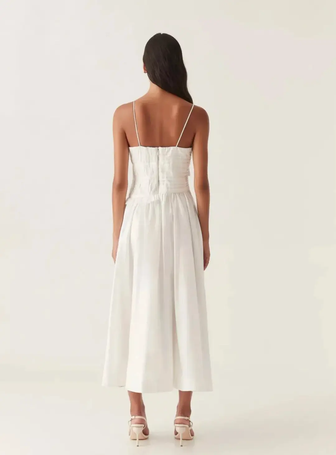 Aje Synergy Frill Midi Dress Ivory Size 12 for rent on The Volte - main image