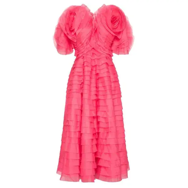 Aje Amour Ruffle Midi Dress Pink Size 4 - Image 3