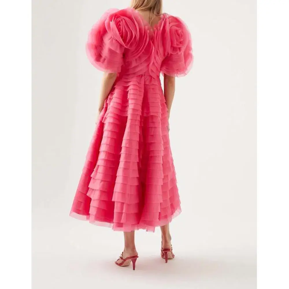 Aje Amour Ruffle Midi Dress Pink Size 4 - Image 2