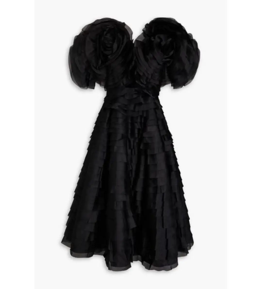 Aje Amour Ruffle Midi Dress Black Size 4 for rent on The Volte - main image