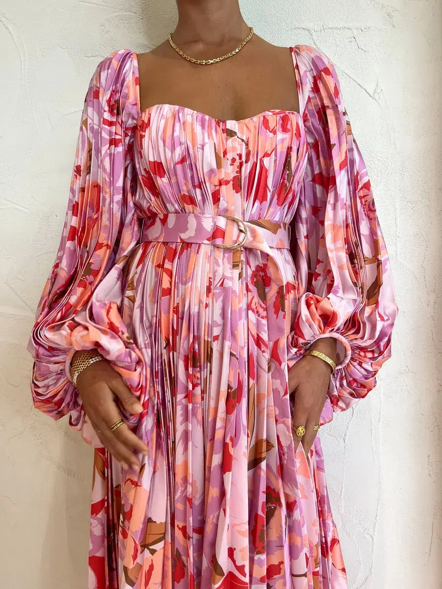 Acler Lothair Midi Dress In Peony Harvest Size 6  for rent on The Volte - main image