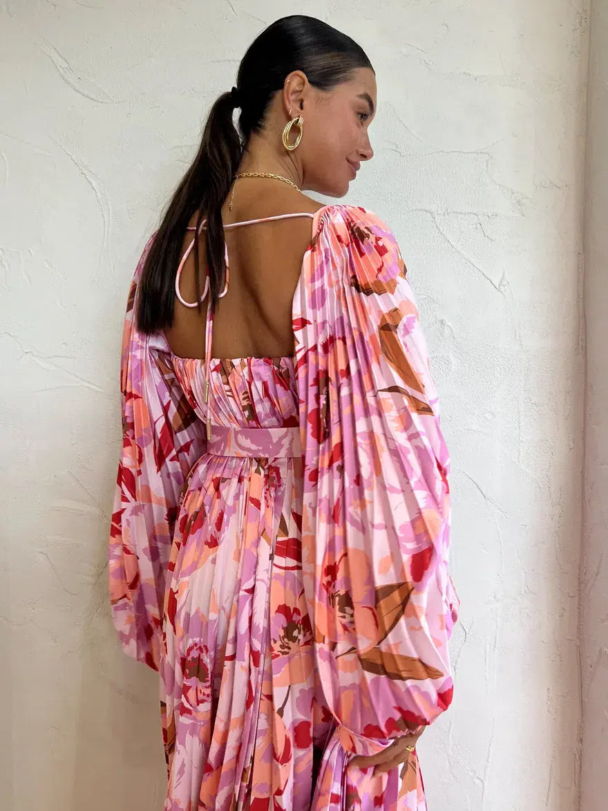 Acler Lothair Midi Dress In Peony Harvest Size 6  for rent on The Volte - main image