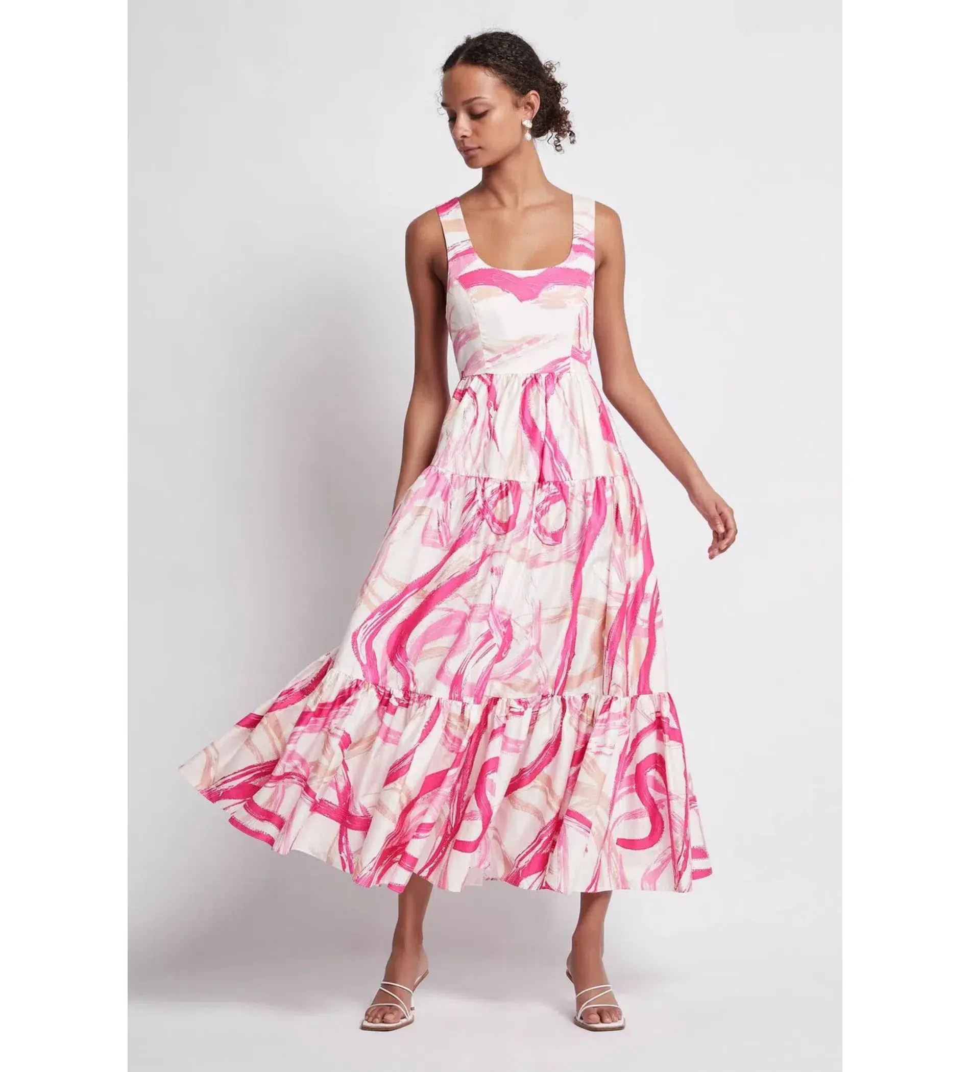 AJE Allegro Ring Midi Tiered Dress Fuchsia Size 8  - Image 4