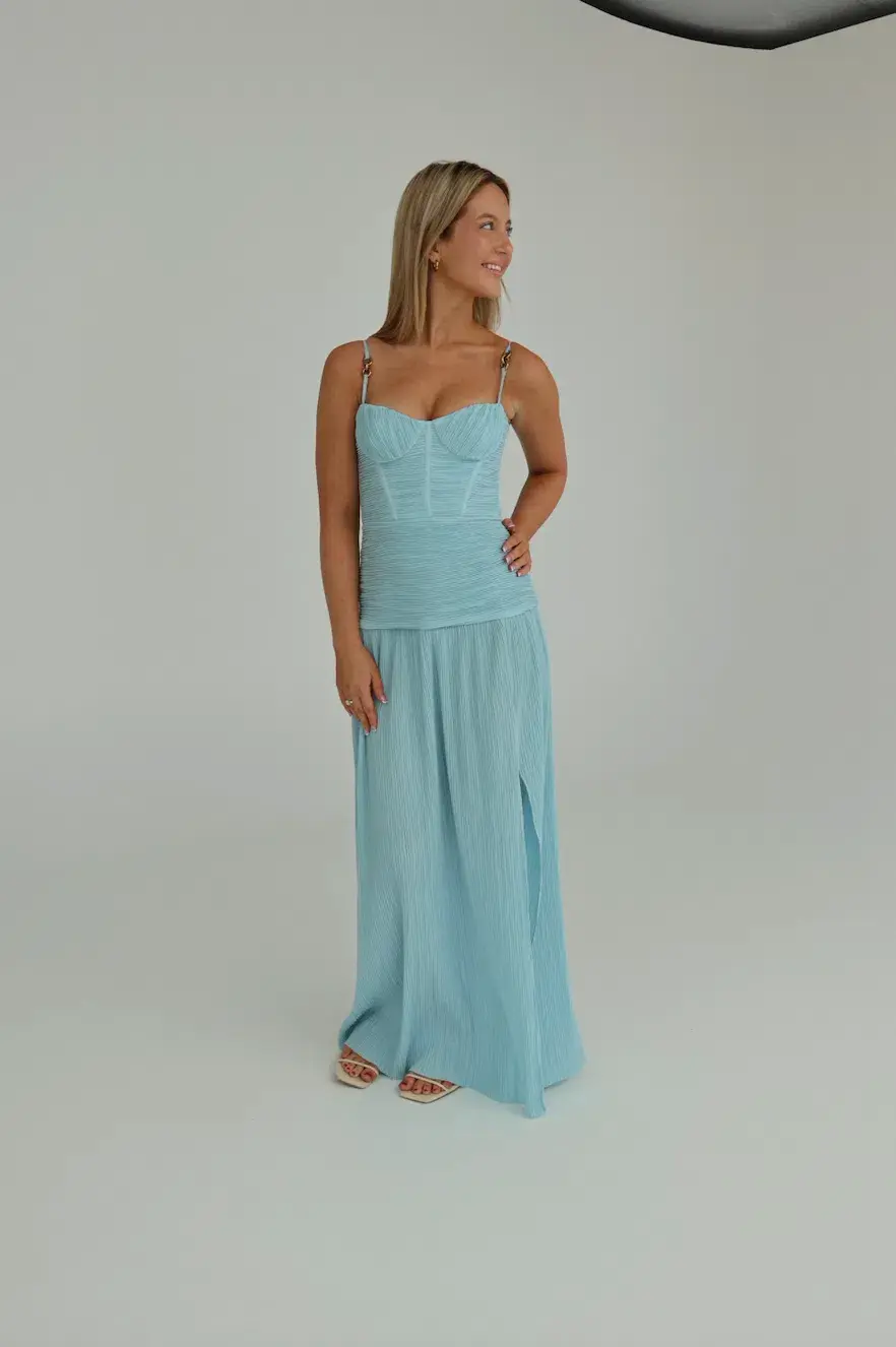 Manning Cartell Double Time Pleat Dress Acqua Spritz Size 8 - Image 2