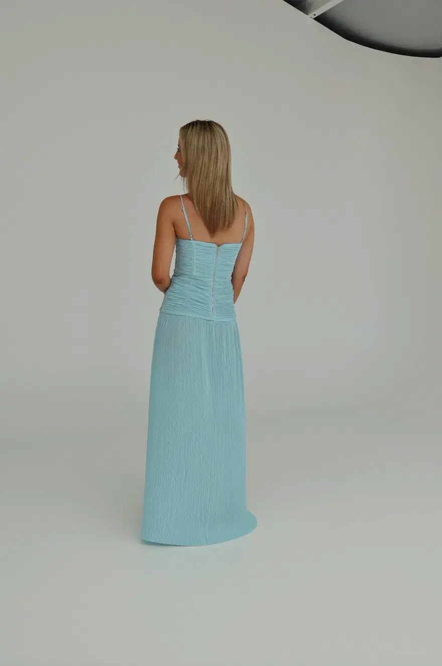 Manning Cartell Double Time Pleat Dress Acqua Spritz Size 8 - Image 4