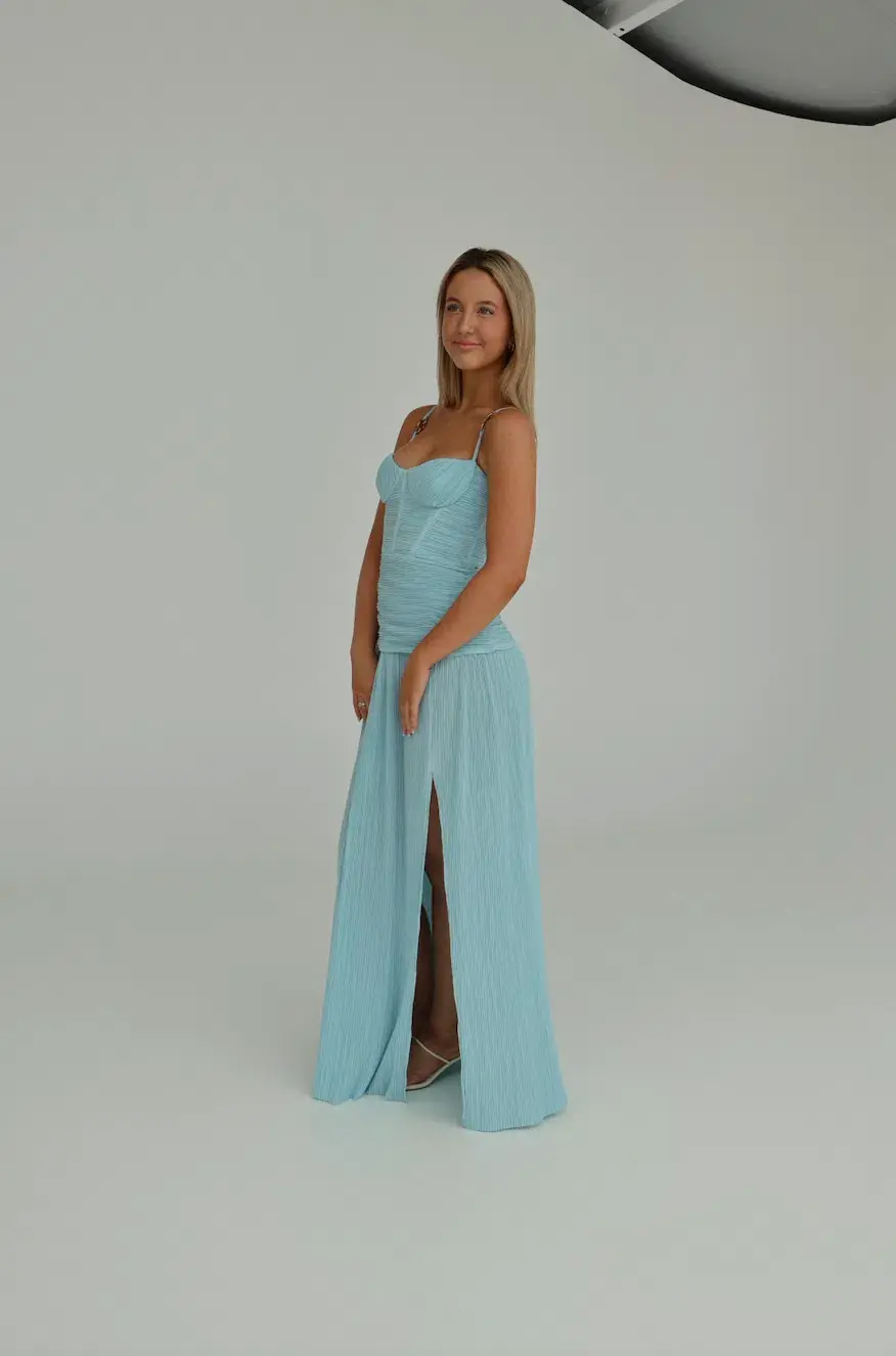 Manning Cartell Double Time Pleat Dress Acqua Spritz Size 8 - Image 3