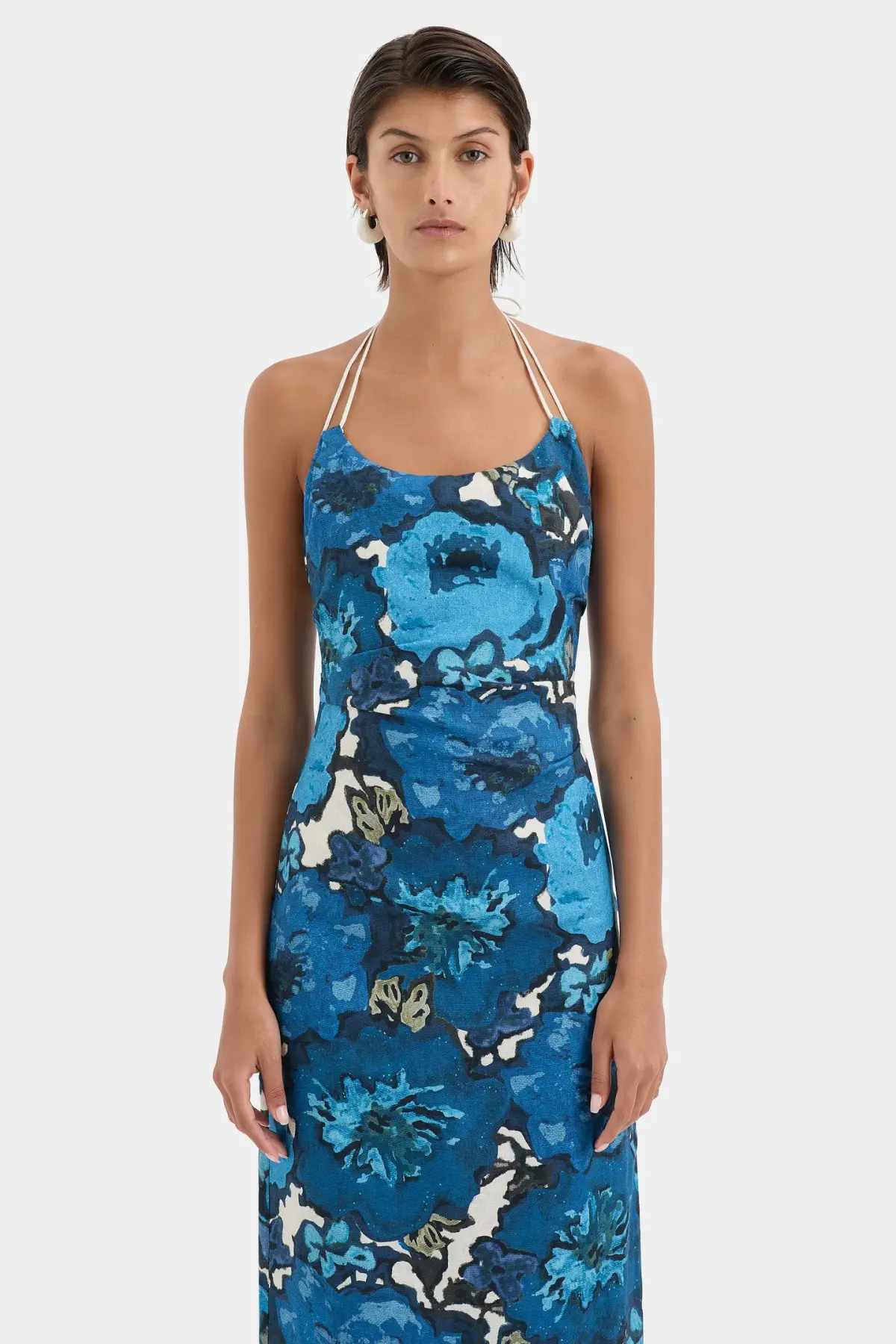 Sir the Label Camellia Midi Dress Blue Flora Print Size 1 (AU 8) - Image 2
