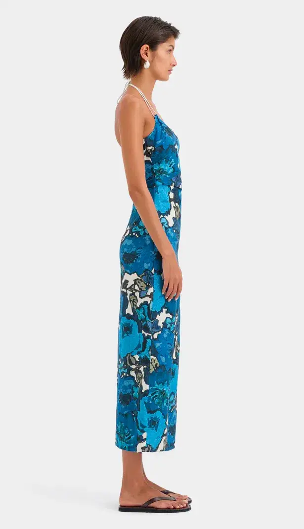 Sir the Label Camellia Midi Dress Blue Flora Print Size 3 (AU 12) - Image 4