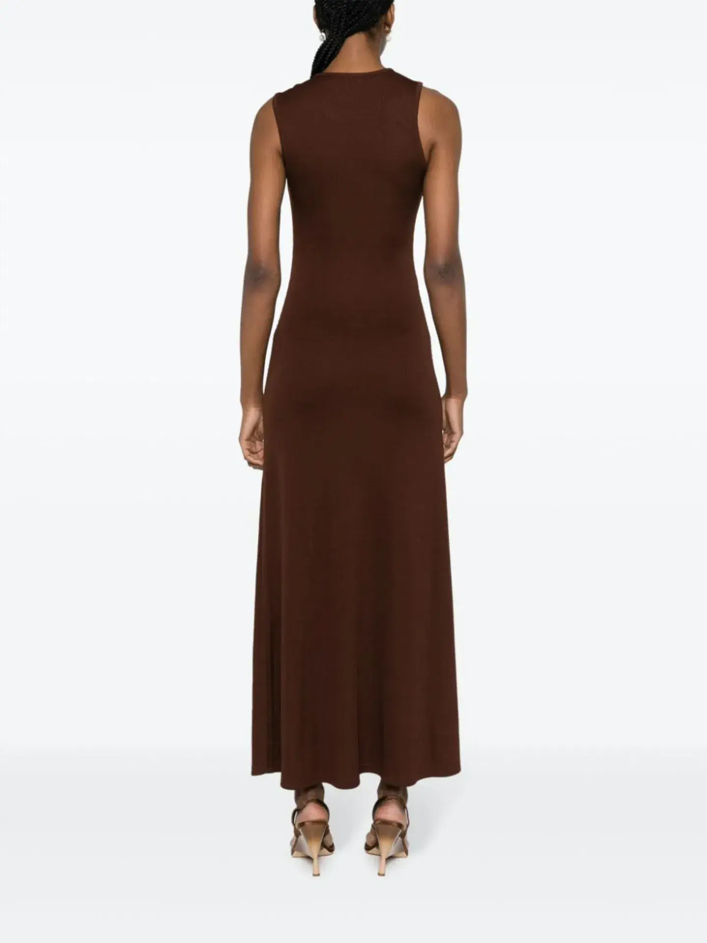 Christopher Esber Callisto Duality Cut Out Gathered Dress Brown Size 8 - Image 3