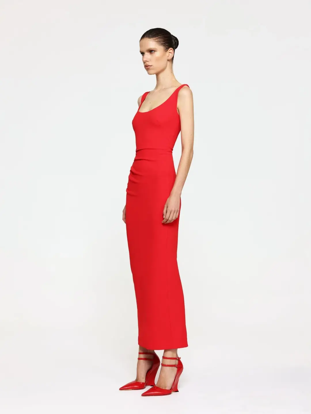 Effie Kats Gable Midi Dress Cherry Red Size 12 for rent on The Volte - main image
