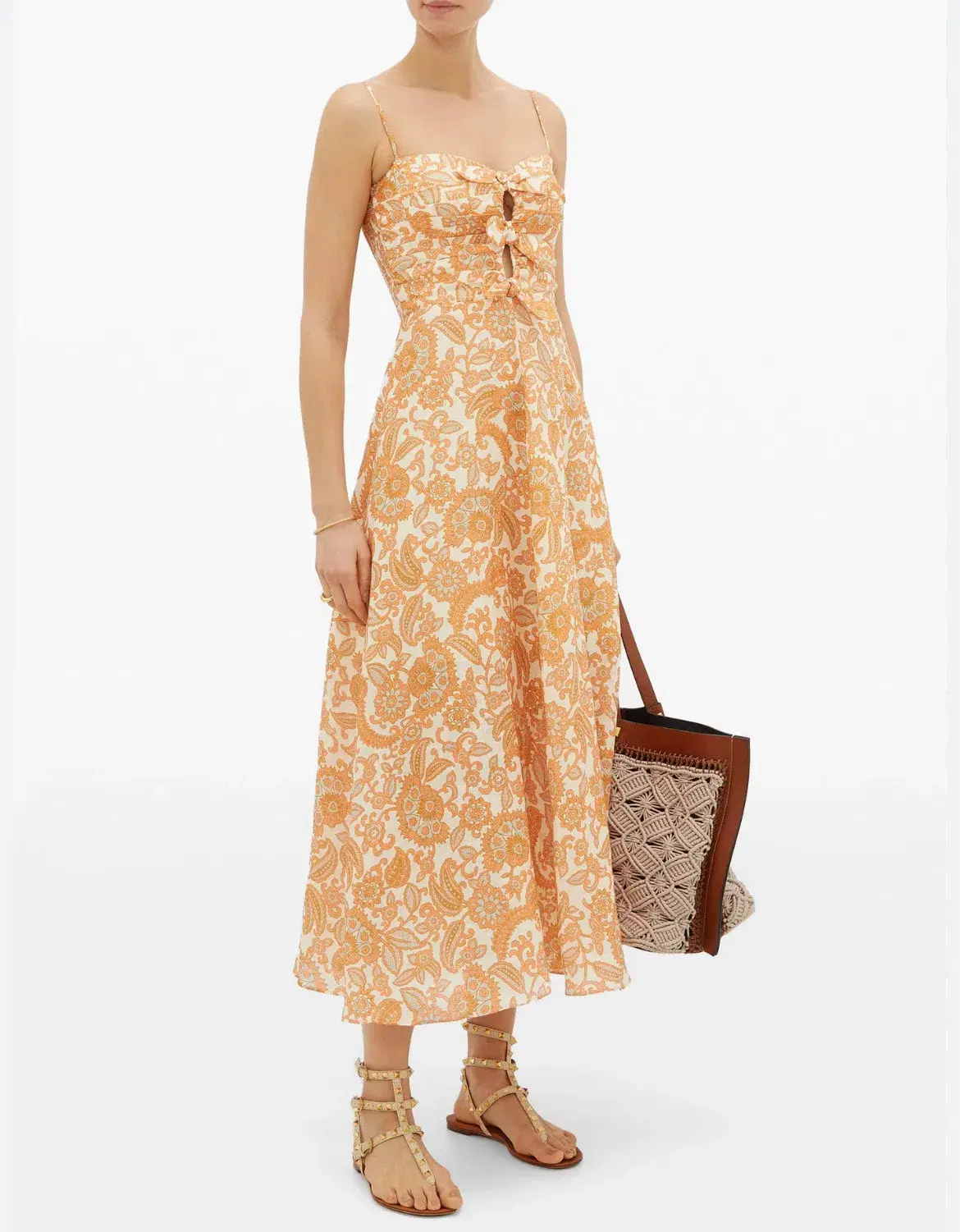 Zimmermann Peggy Tie Front Midi Dress Paisley Print Size 2 / AU 12 - Image 1