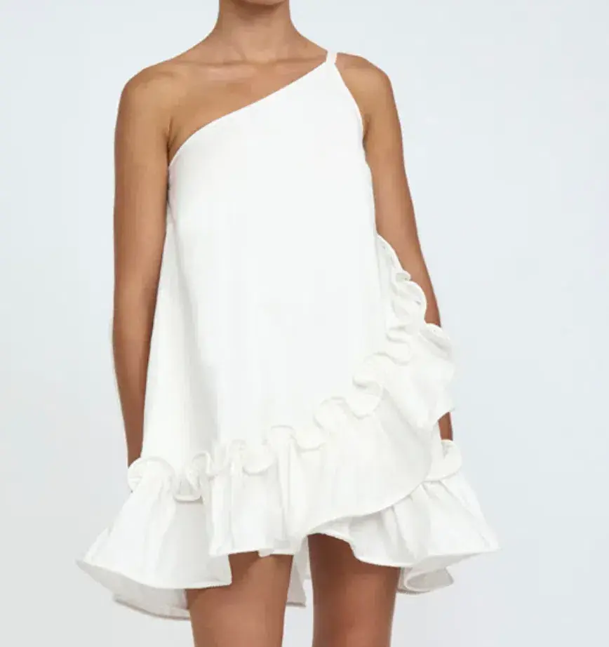 By Johnny Rope Frill Asymmetrical Mini Dress Ivory Size 12 - Image 2