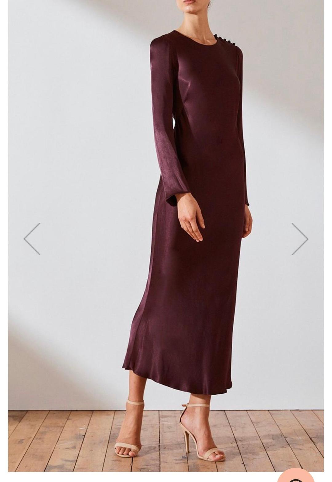 Shona Joy Morrison Long Sleeve Bias Midi Dress Burgundy Size 8 / AU 8 for rent on The Volte - main image