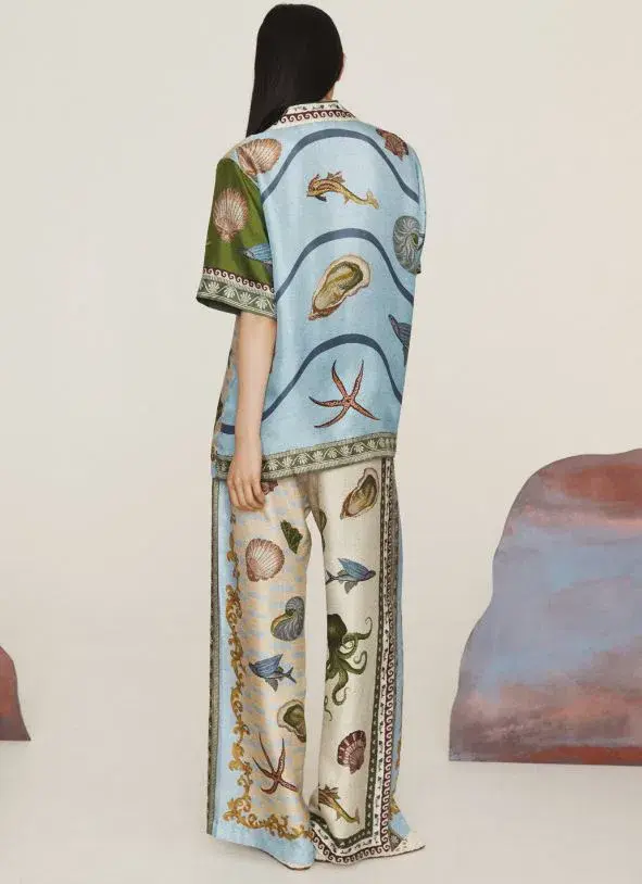 Alemais Bath House Silk Shirt and Pants Set Multi Size 14 - Image 3