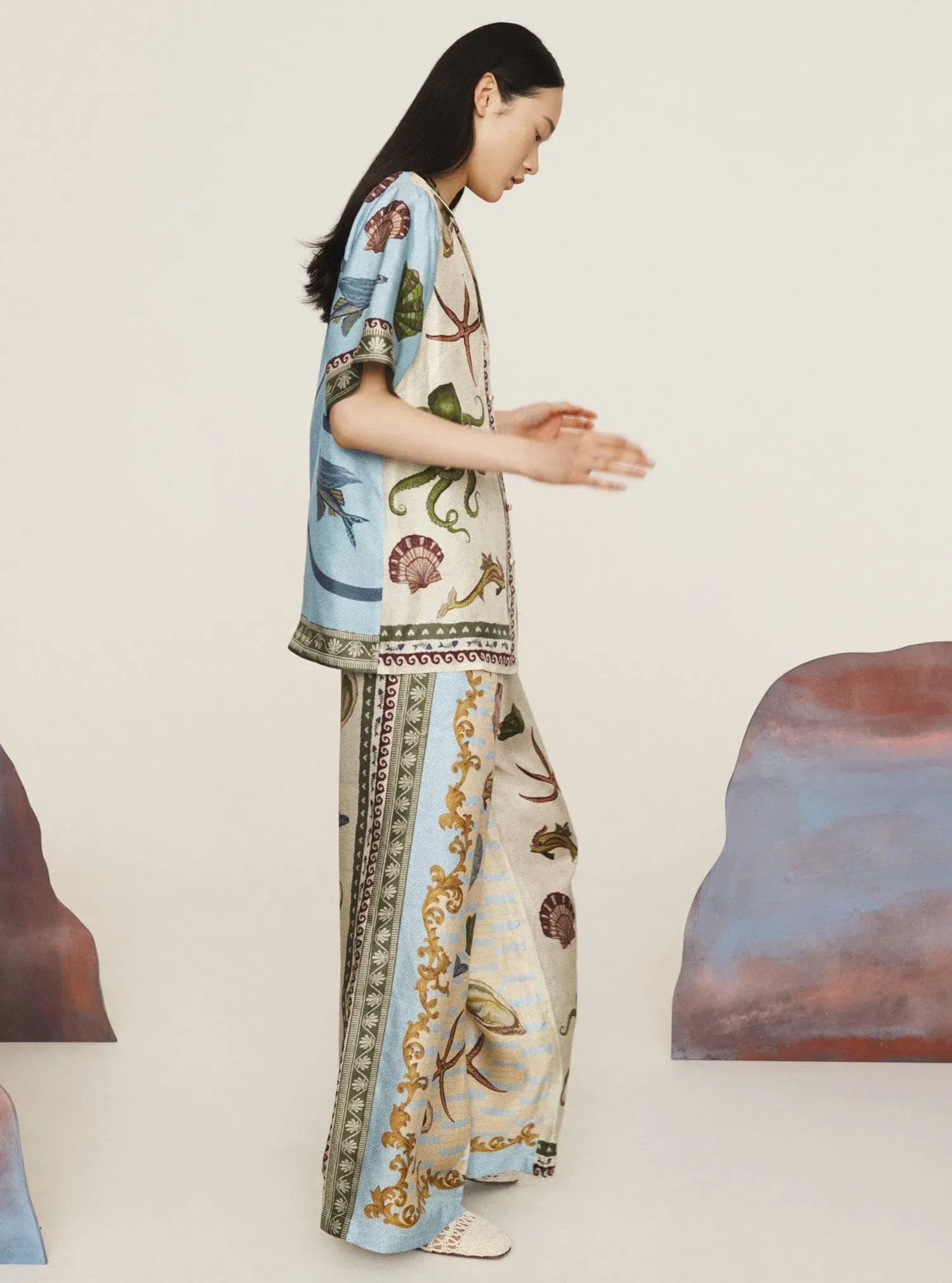 Alemais Bath House Silk Shirt and Pants Set Multi Size 14 - Image 2