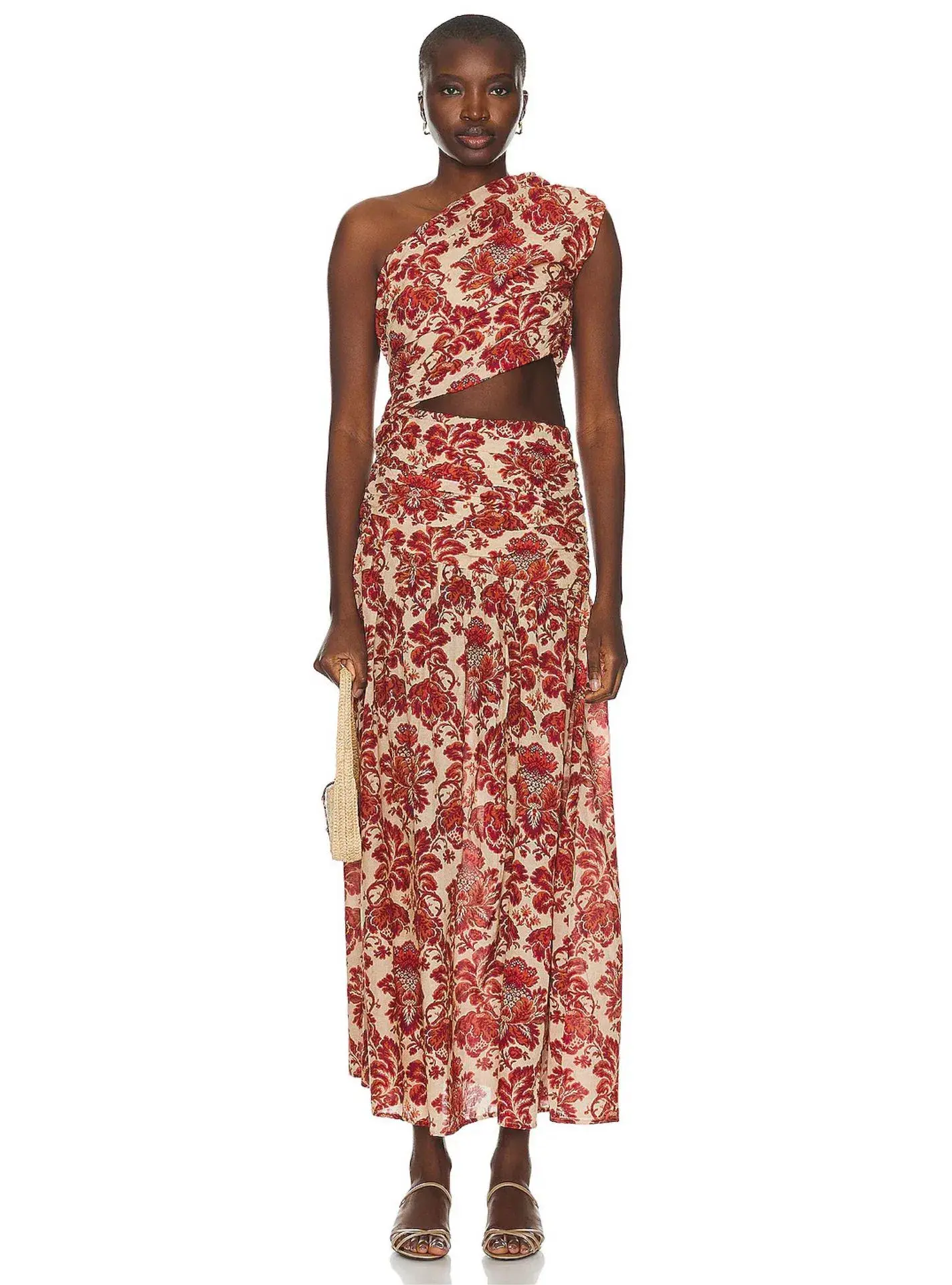 Posse The Label Joslin One Shoulder Dress Crimson Multi Size XS / AU 6 - Image 5