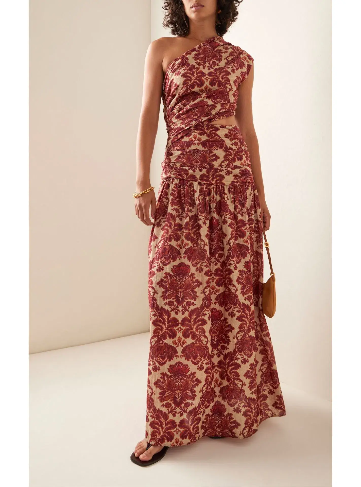 Posse The Label Joslin One Shoulder Dress Crimson Multi Size XS / AU 6 - Image 4