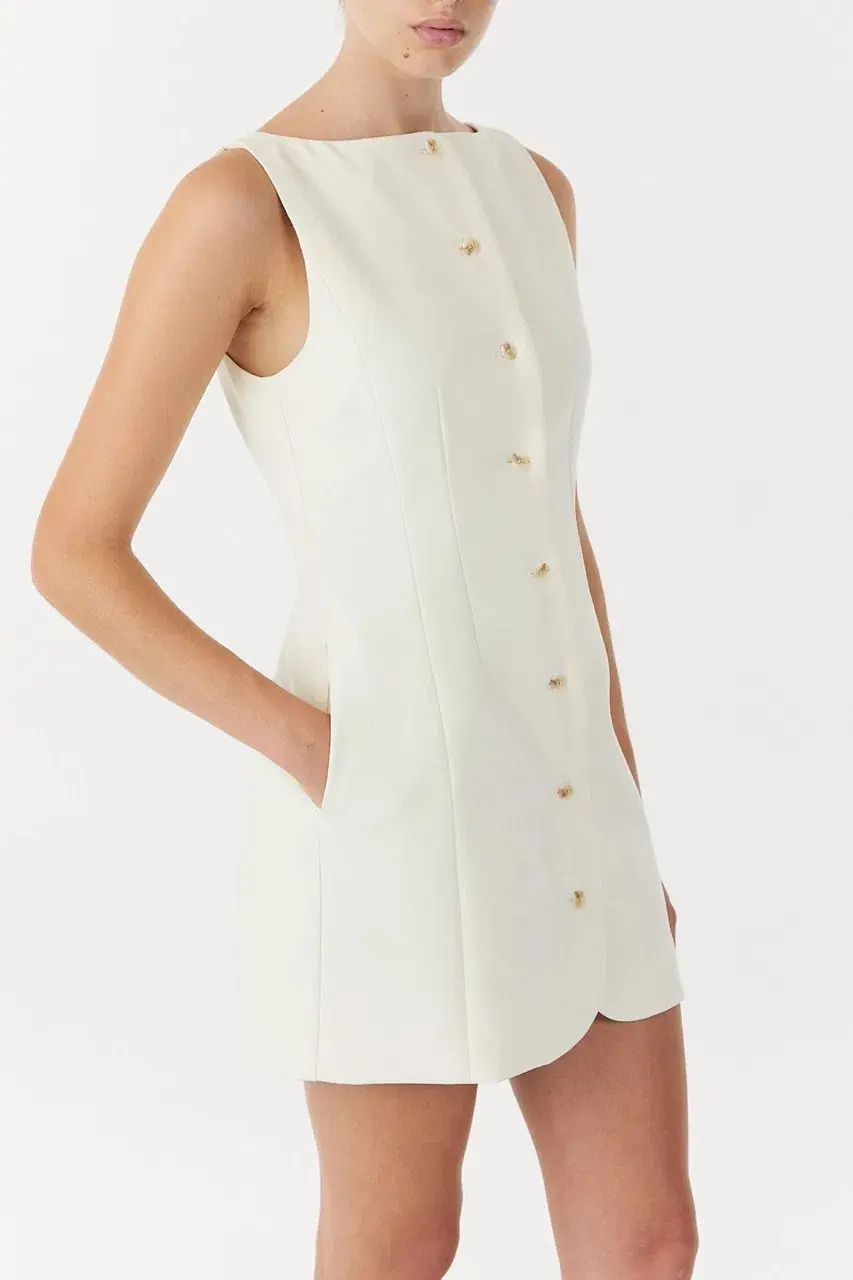 Third Form Skyline Tailored Mini Dress in Warm White Size 8 - Image 2