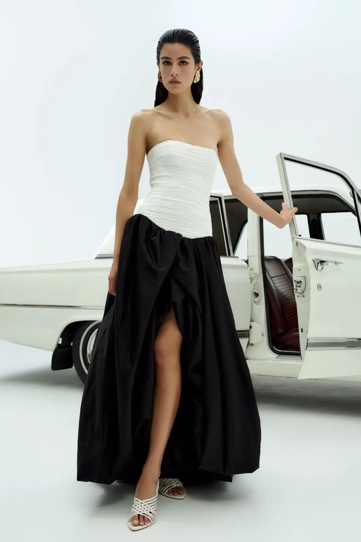 Aje Violette Bubble Hem Maxi Dress Ivory/Black Size 4 - Image 1