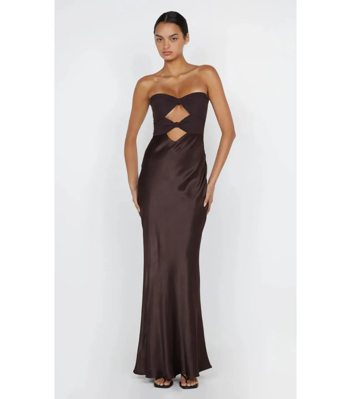 Bec & Bridge Halle Strapless Dress Chocolate Size AU 6 - Image 1