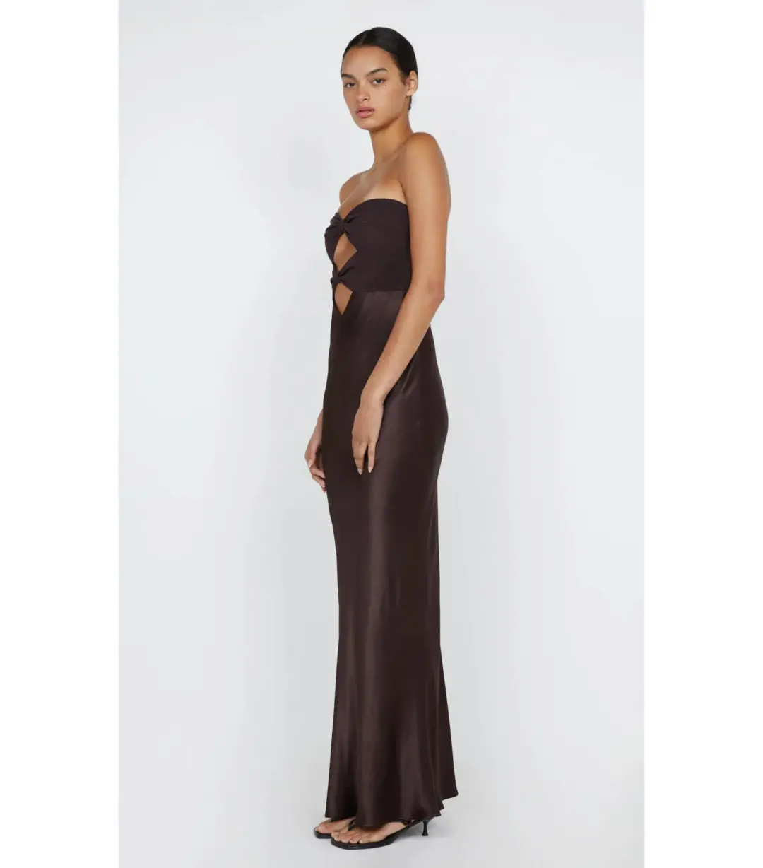 Bec & Bridge Halle Strapless Dress Chocolate Size AU 6 for rent on The Volte - main image