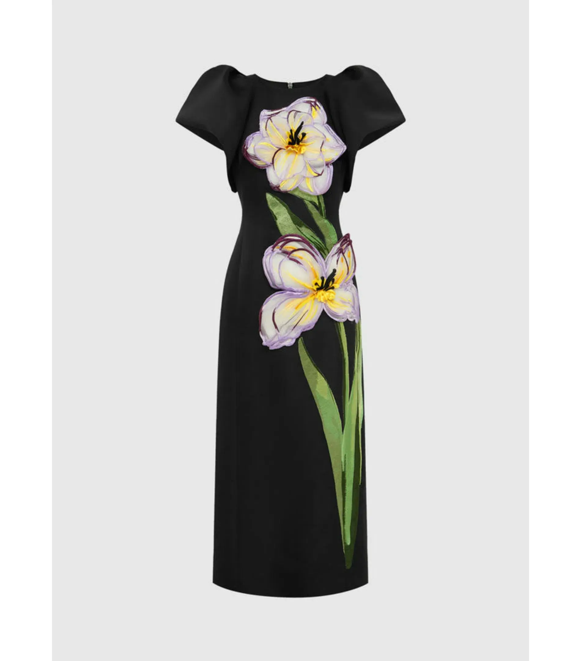 Leo Lin Lucinda Appliqué Floral Maxi Dress Iris Print in Ebony Size AU 14  - Image 1
