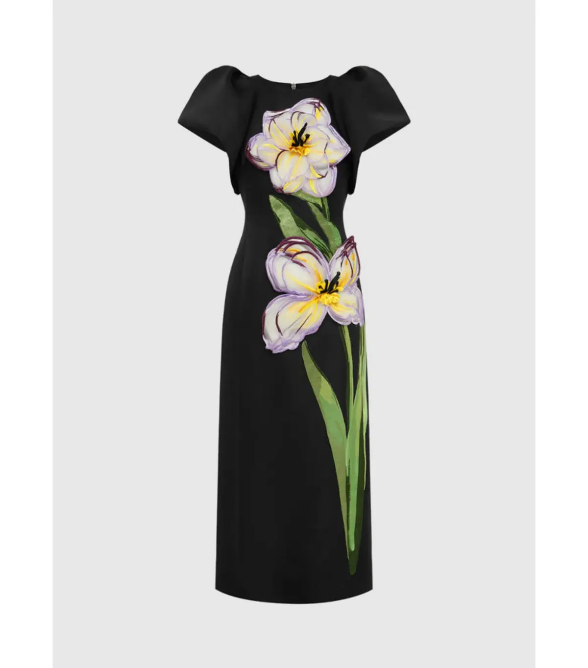 Leo Lin Lucinda Appliqué Floral Maxi Dress Iris Print in Ebony Size AU 16  - Image 1