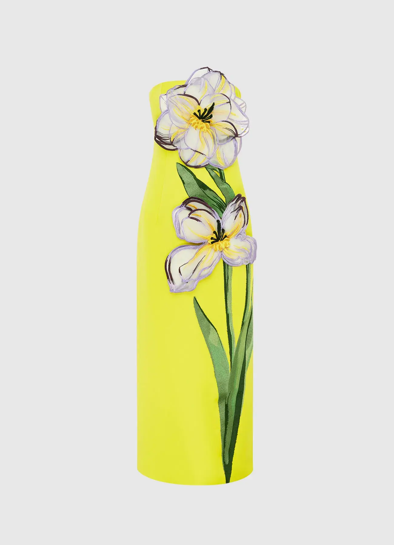 Leo Lin Rayna Appliqué Floral Midi Dress Iris Print in Yellow Size AU 8  - Image 1