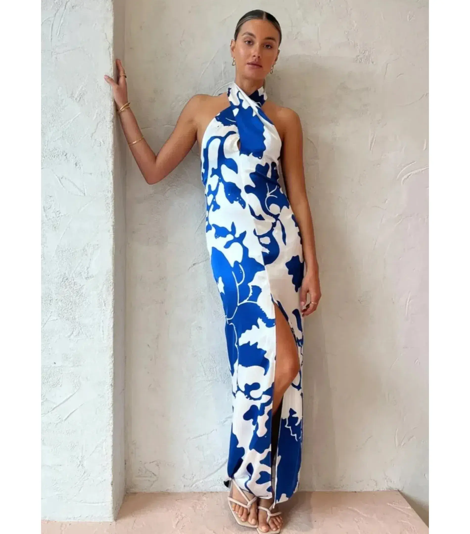 SIR The Label Esme Halter Dress in Merce Abstract Print Size 0 / AU 6 - Image 2