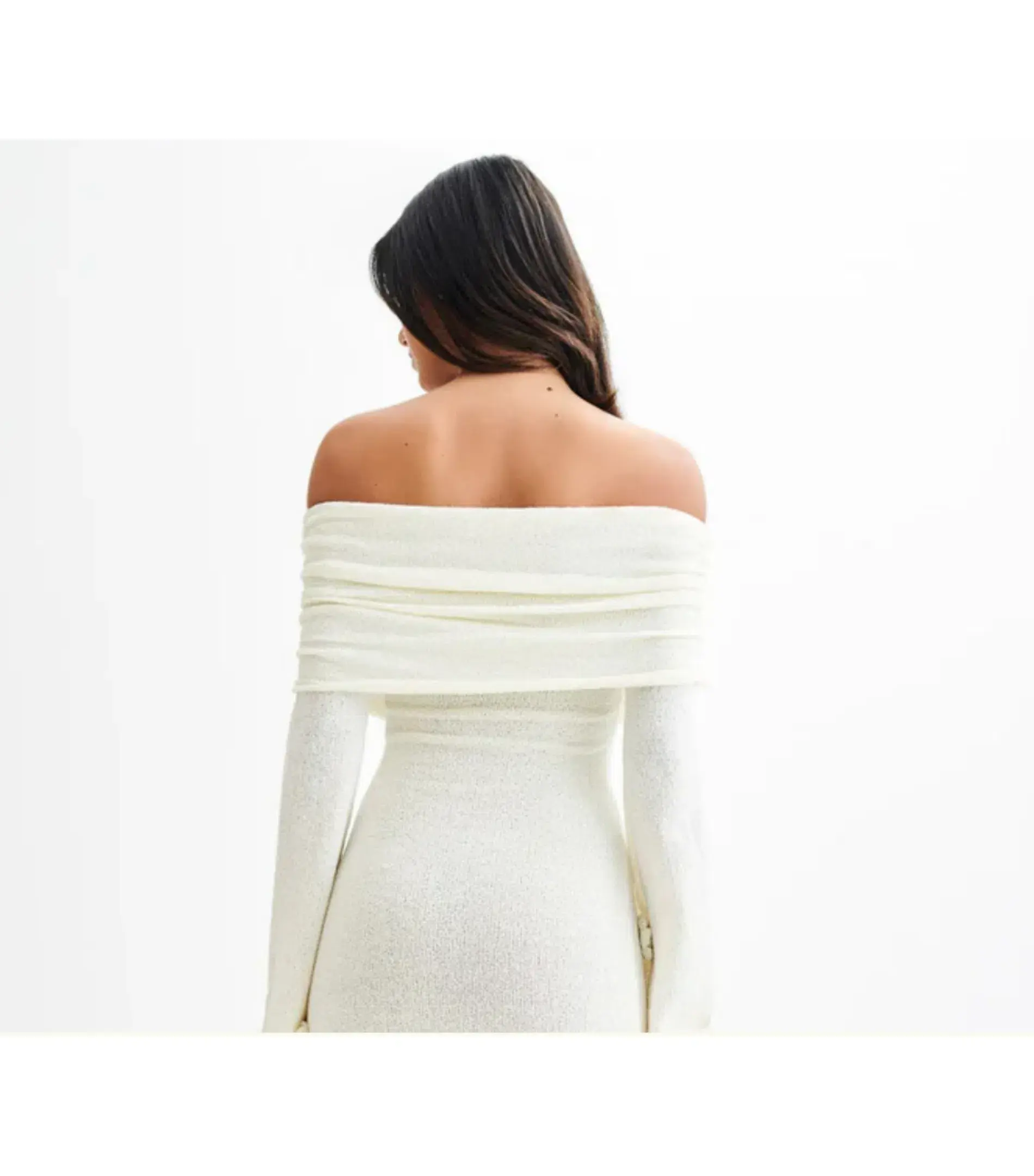 Meshki Kiki Off Shoulder Knit Rose Maxi Dress Ivory Size S / AU 8 - Image 3