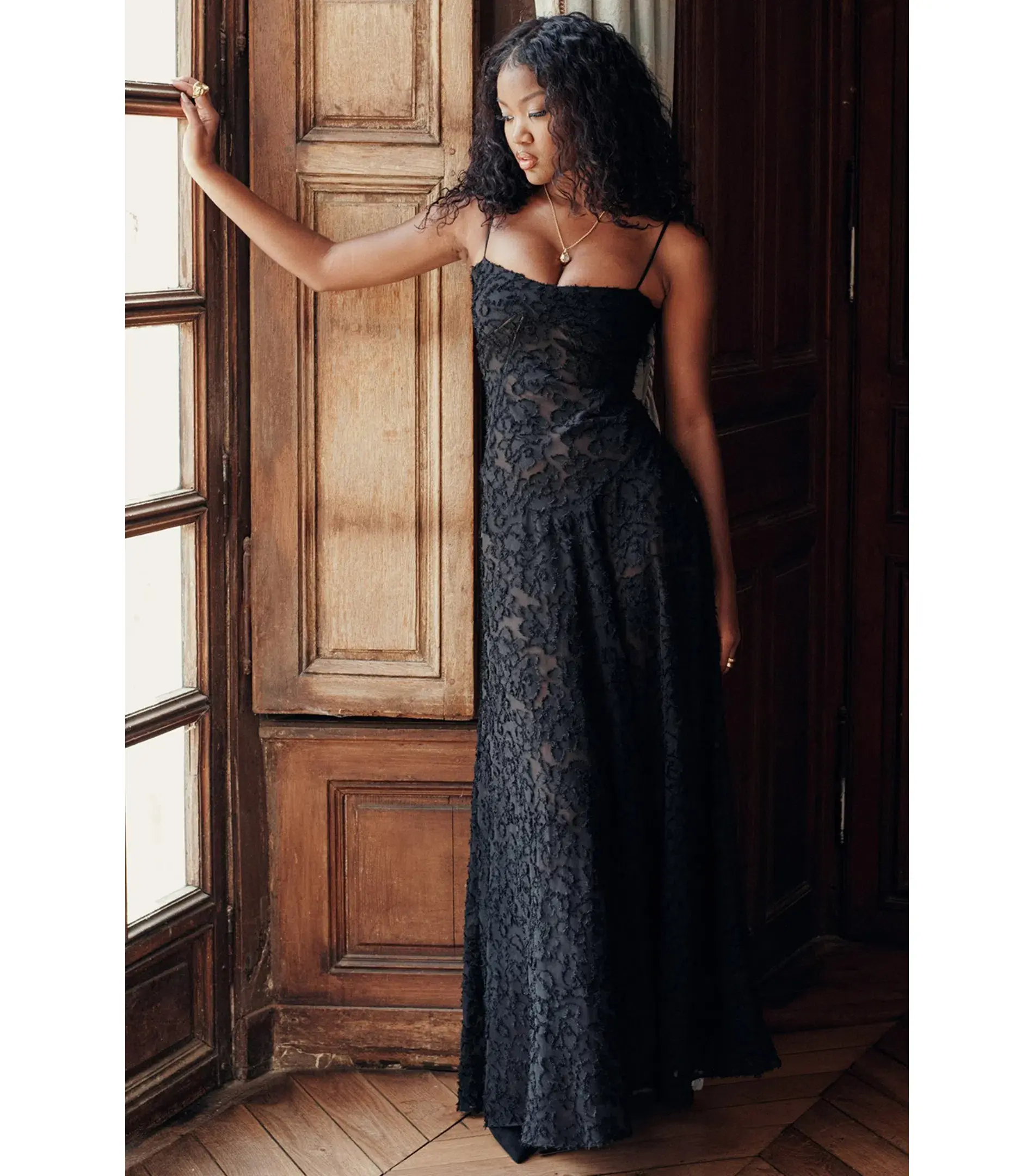 House Of CB Seren Floral Lace Back Maxi Dress Black Size AU 6 - Image 3
