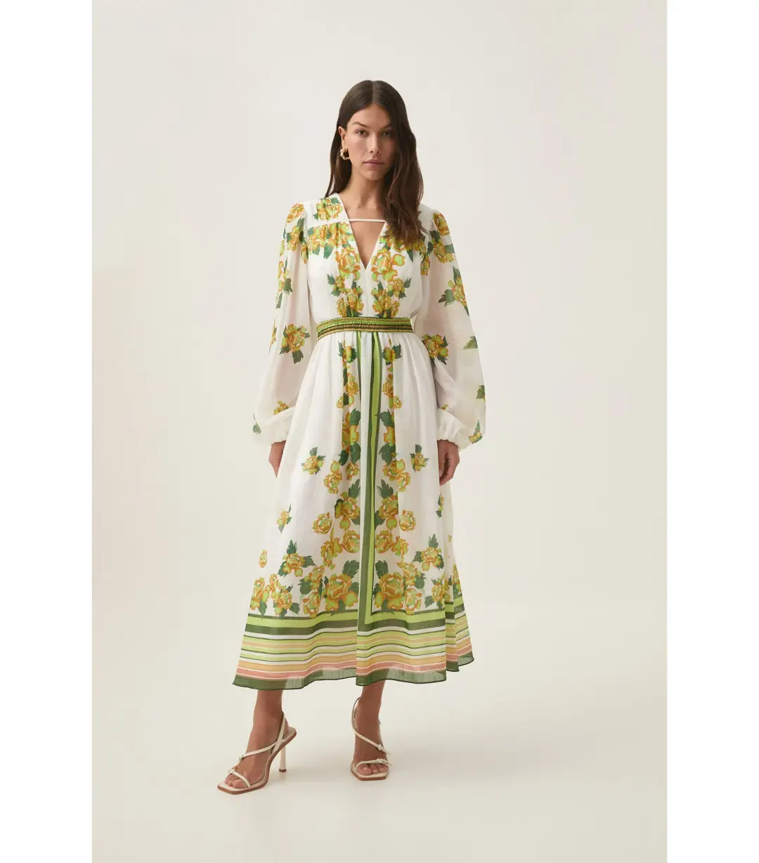 Aje Secret Border Print Midi Dress in Garden Peony Size AU 16 for rent on The Volte - main image