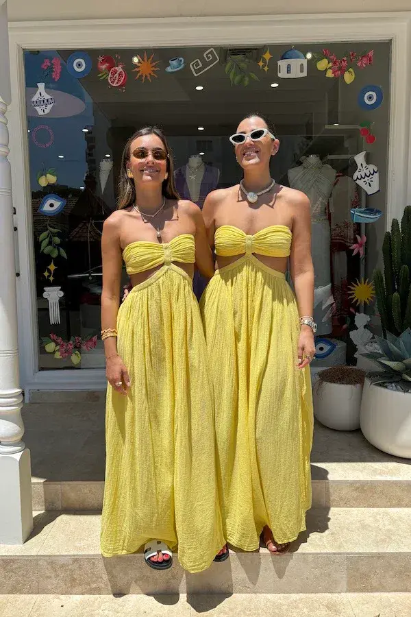 D'Artemide Chloe Strapless Cotton Dress Yellow One Size  - Image 5