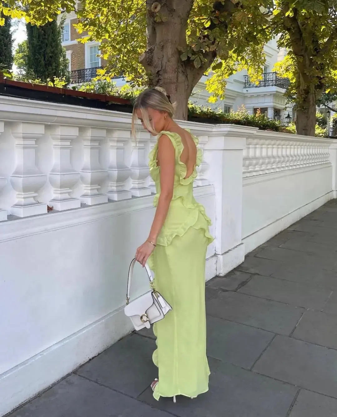 House Of CB Pixie Ruffle Maxi Dress in Lime Size XS / AU 6 for rent on The Volte - main image