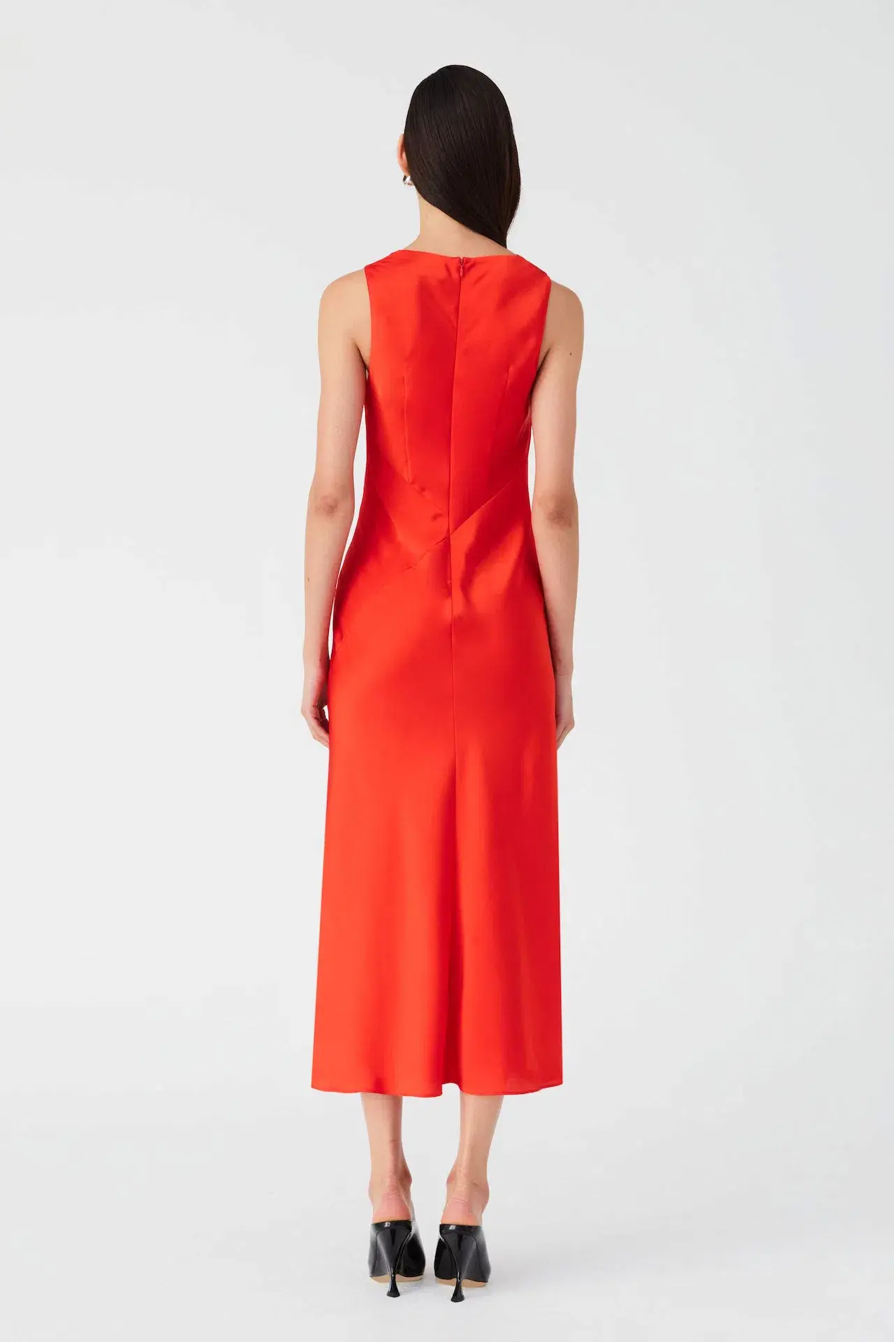 MISHA Ambrosie Satin Midi Dress in Vermillion Red Size 14/XL - Image 2