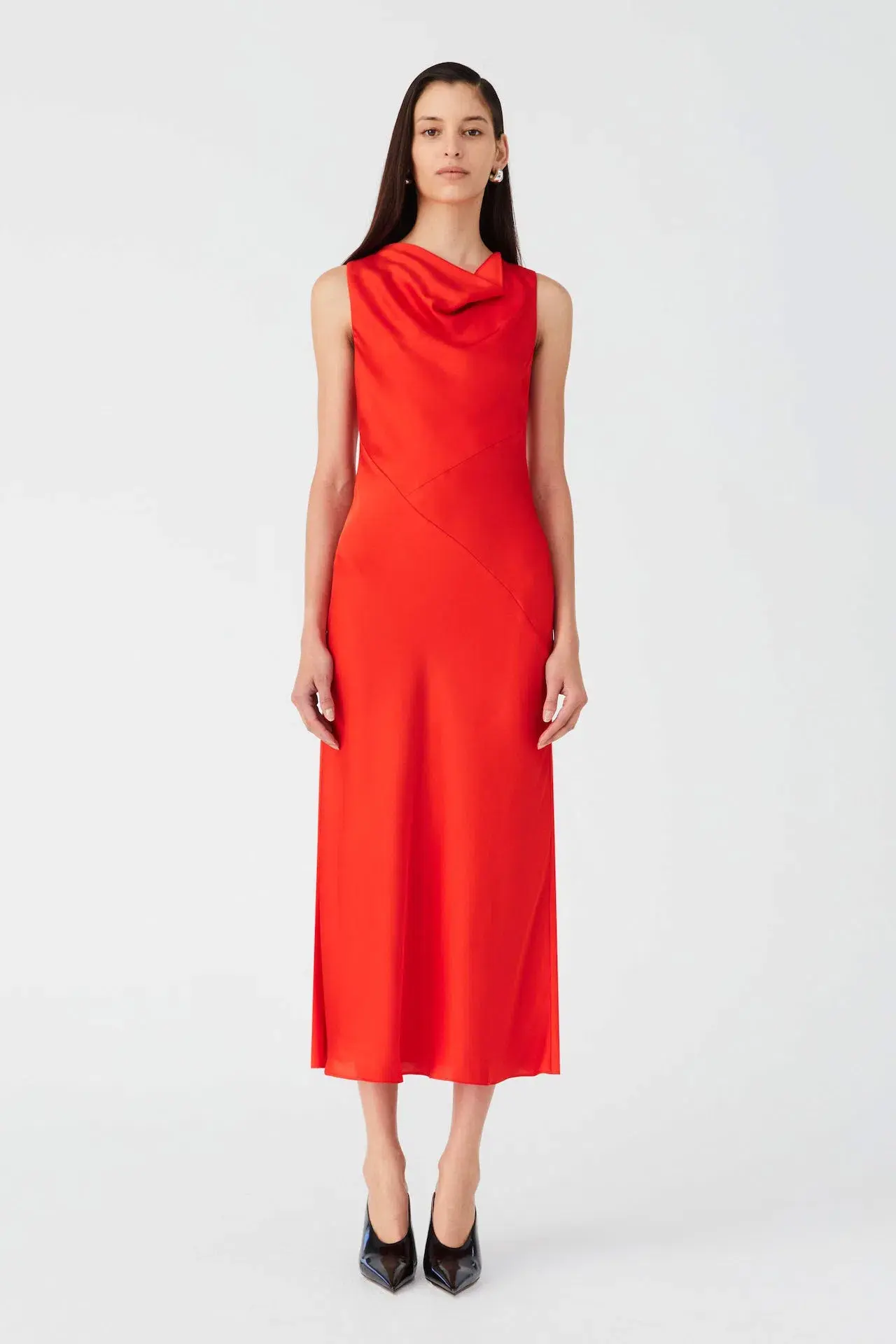 MISHA Ambrosie Satin Midi Dress in Vermillion Red Size 14/XL - Image 1
