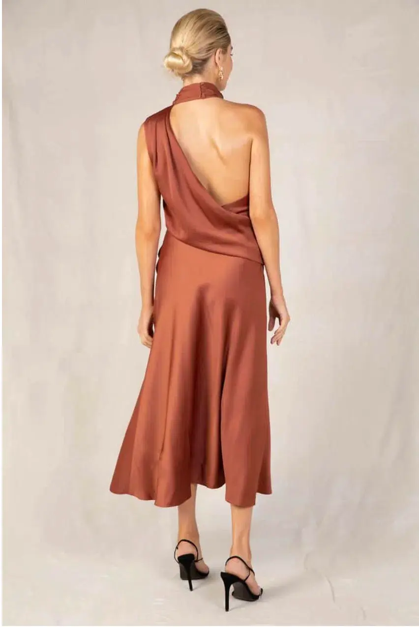 Misha Robbia Midi Dress Copper Brown Size 10/M - Image 2