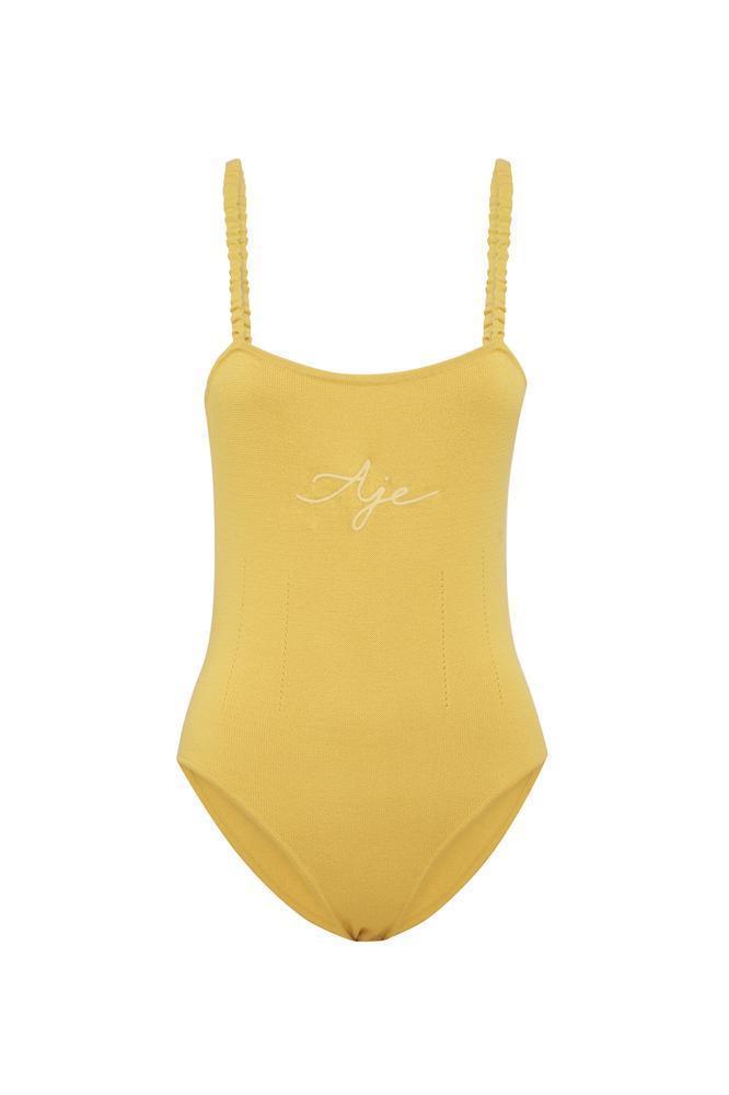 Aje Emma Logo Bodysuit Yellow Size 8 - Image 4