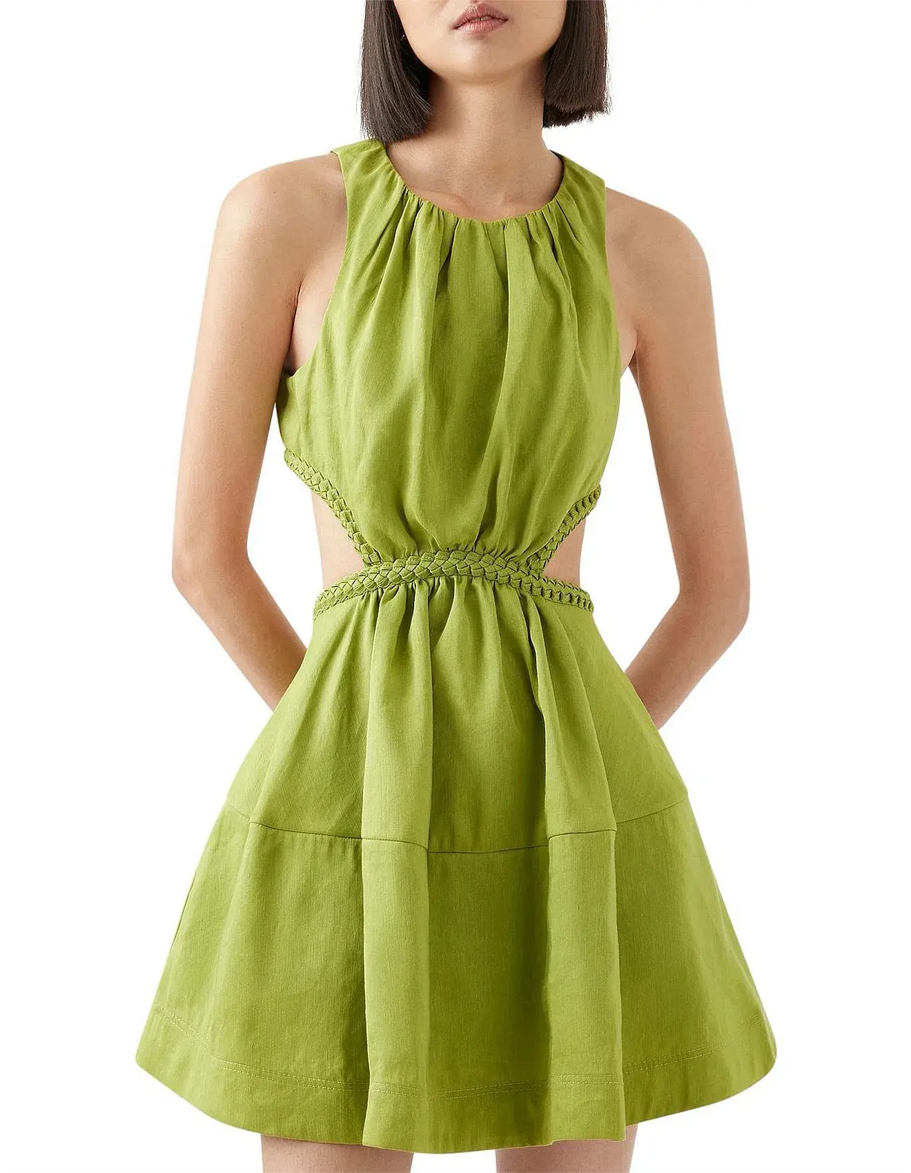 Aje Voyage Braided Cut Out Mini Dress Verdant Green Size 8 - Image 2