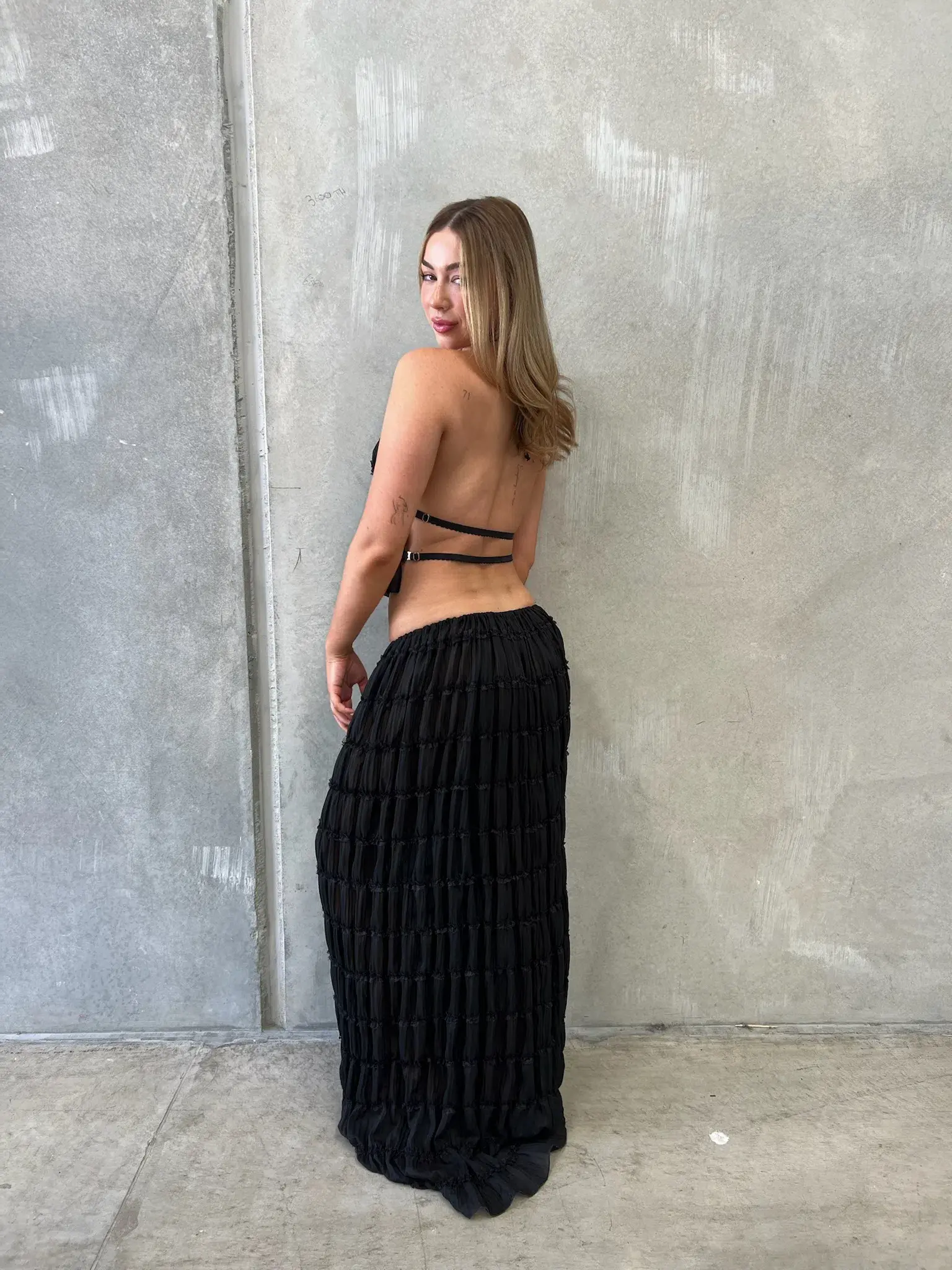 Arcina Ori Juliette Halter Top & Maxi Skirt Set Black Size 8 - Image 2