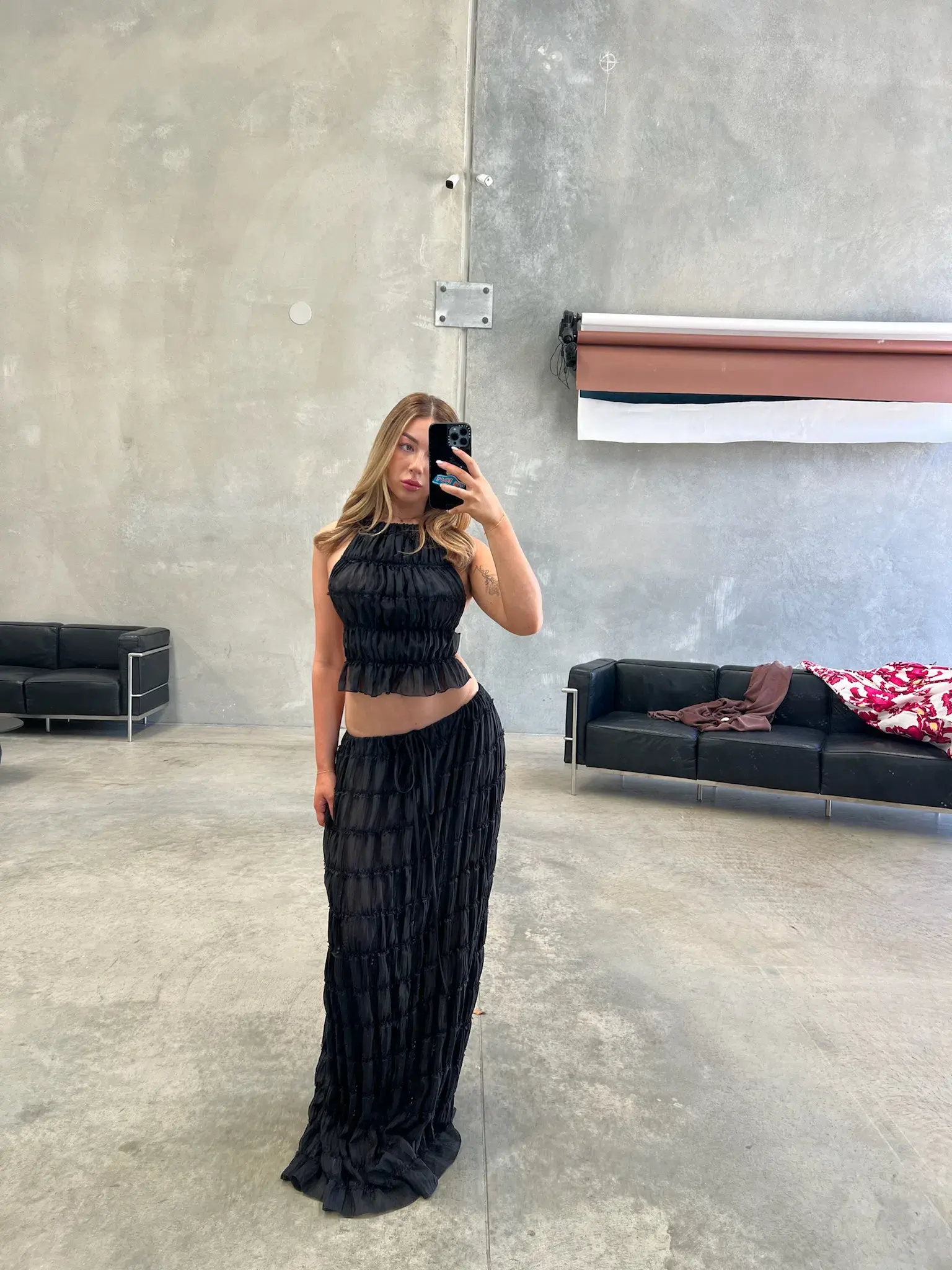 Arcina Ori Juliette Halter Top & Maxi Skirt Set Black Size 8 - Image 3