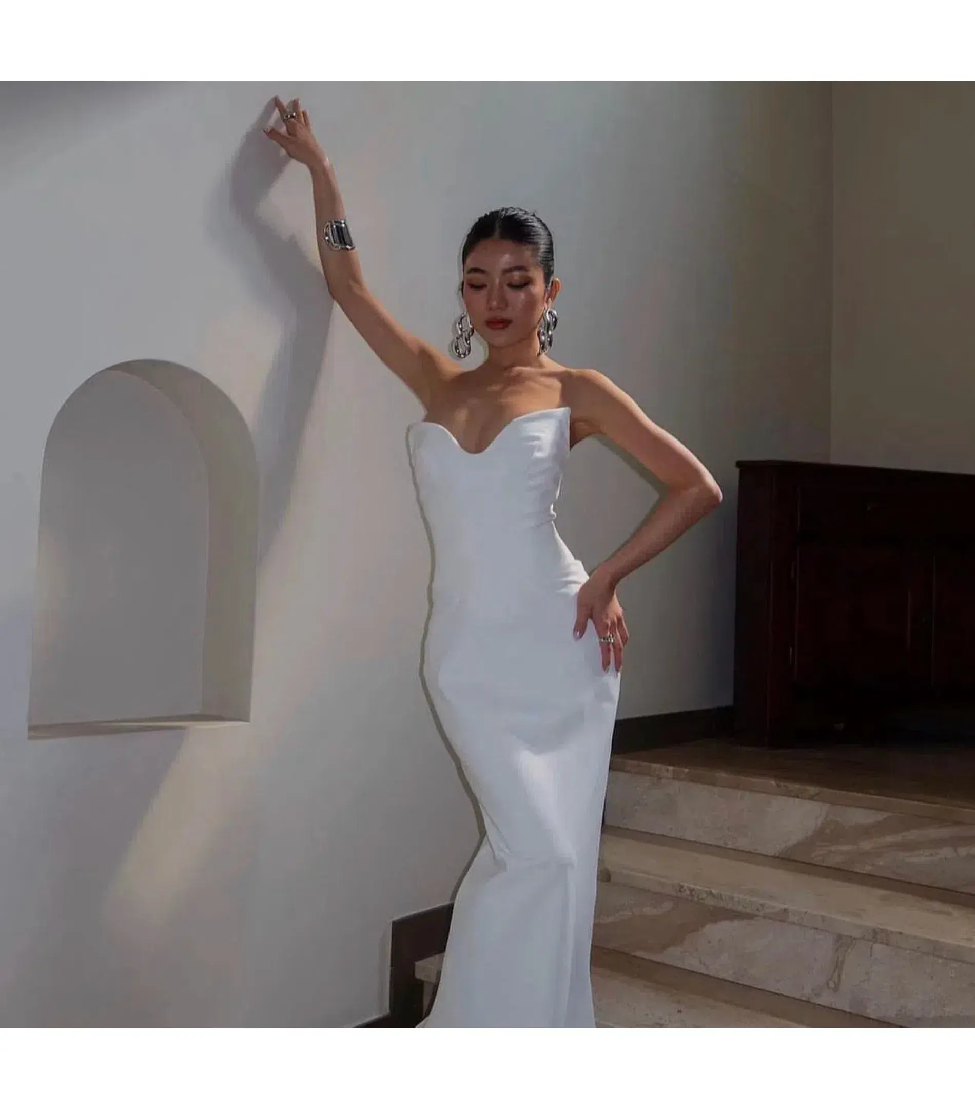 House Of CB Tamara Strapless Corset Dress Ivory Size AU 8 - Image 5