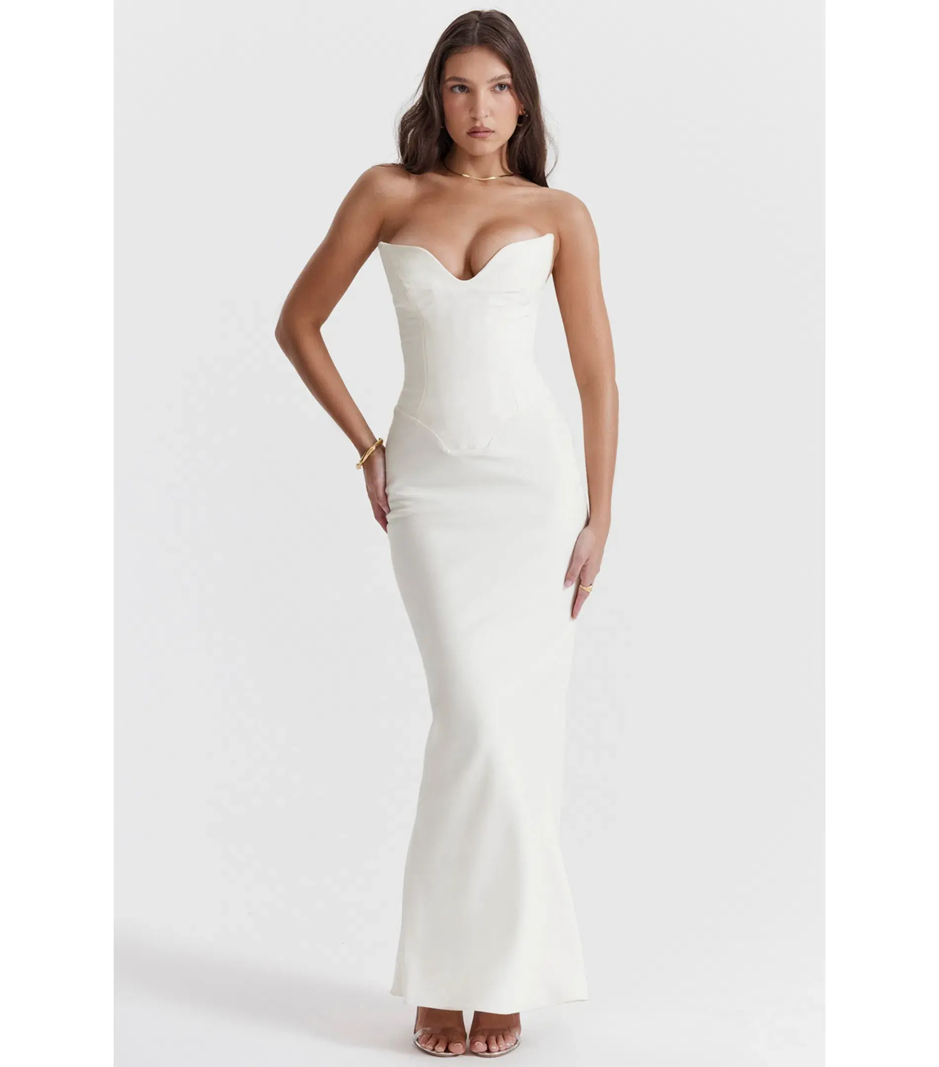 House Of CB Tamara Strapless Corset Dress Ivory Size AU 8 - Image 1