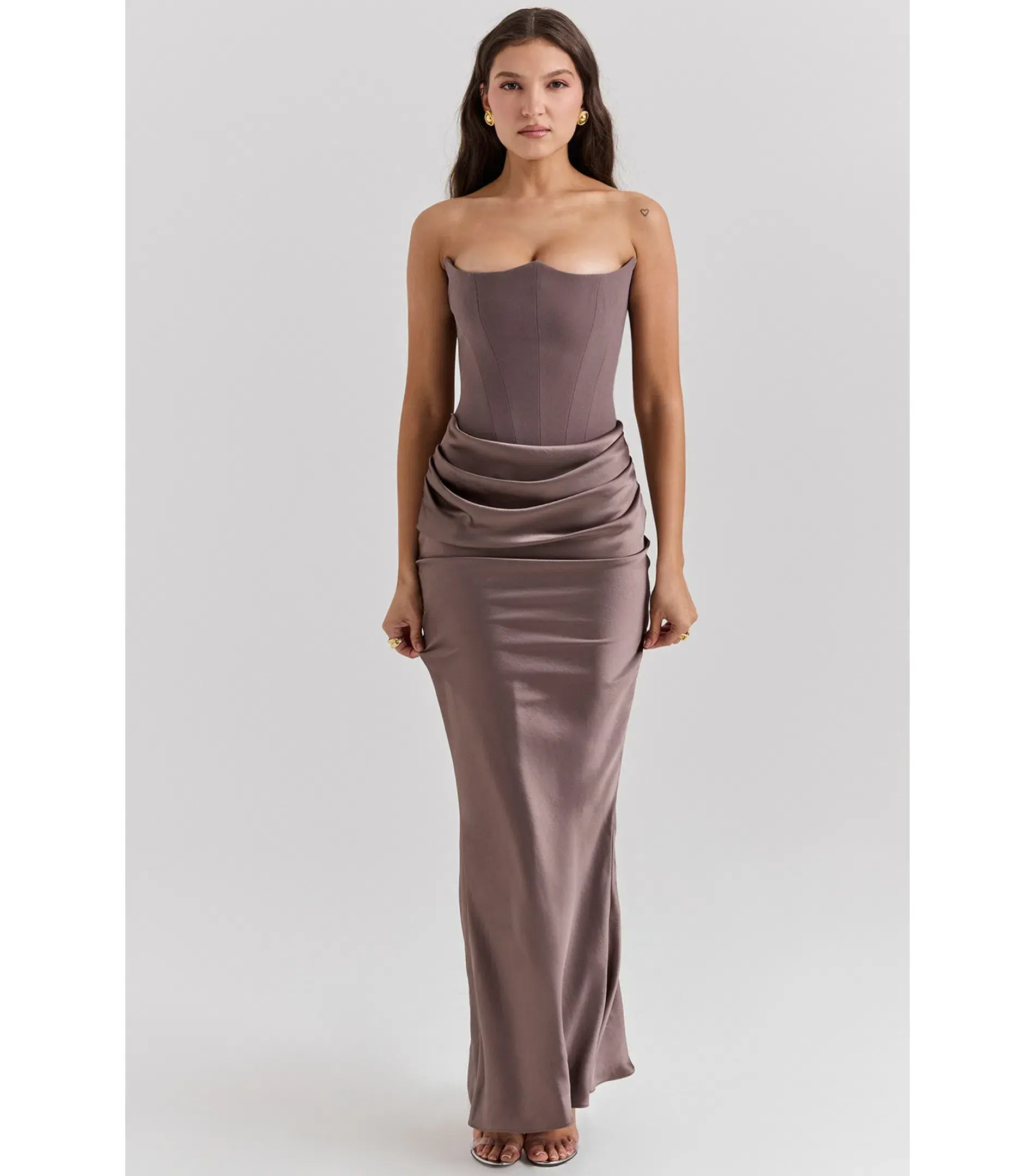 House Of CB Strapless Corset Maxi Dress Smoke Size AU 8 - Image 2