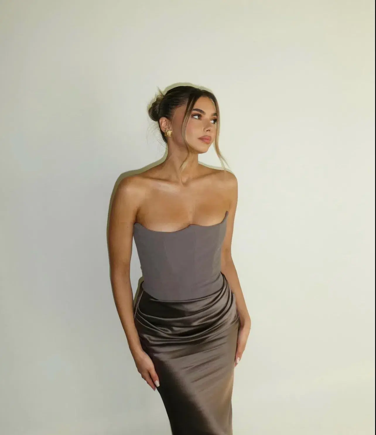 House Of CB Strapless Corset Maxi Dress Smoke Size AU 8 - Image 4