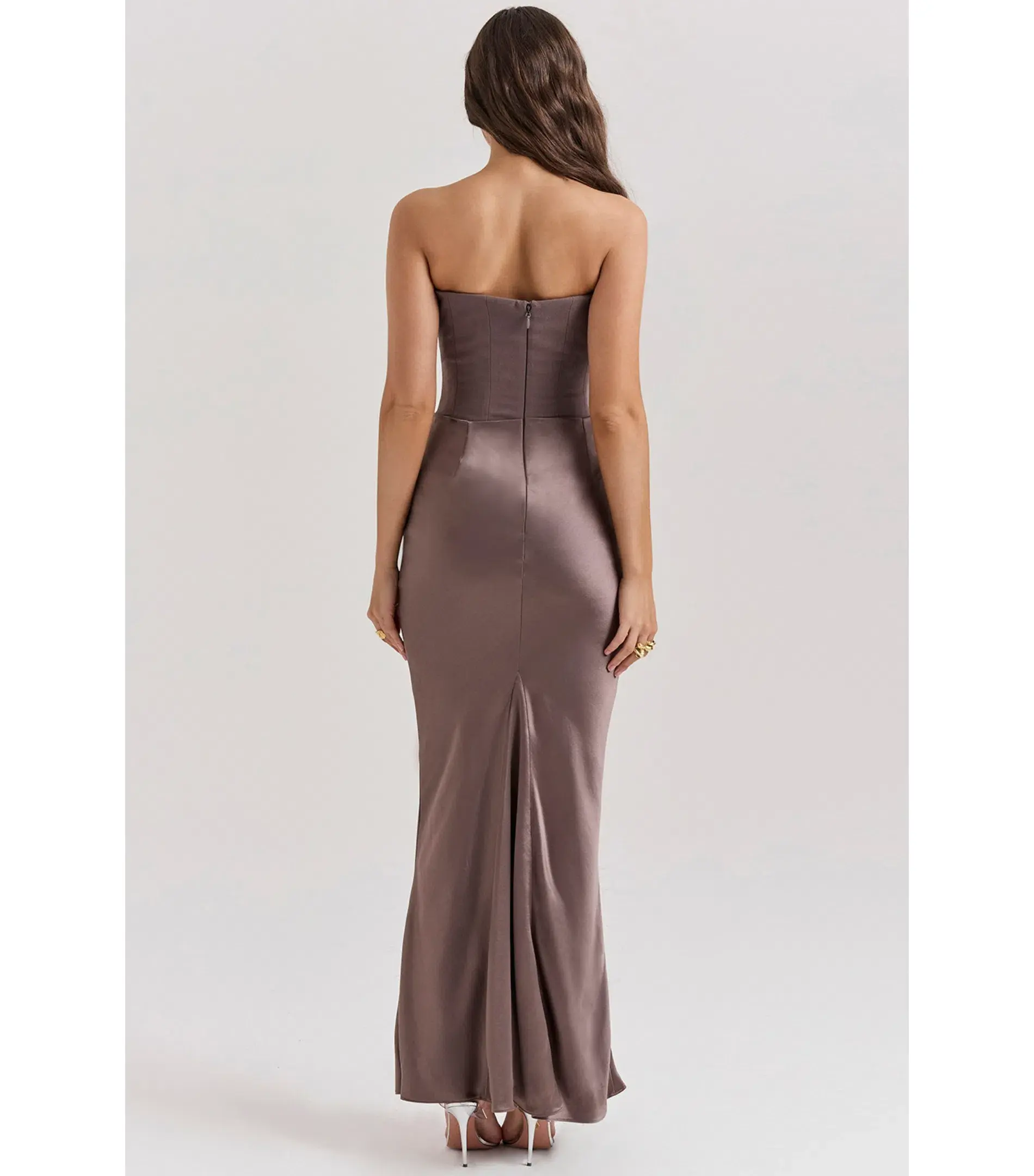 House Of CB Strapless Corset Maxi Dress Smoke Size AU 8 - Image 3